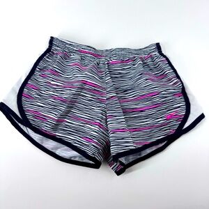 Nike Women's Athletic Shorts - Black, White, and Pink Stripes